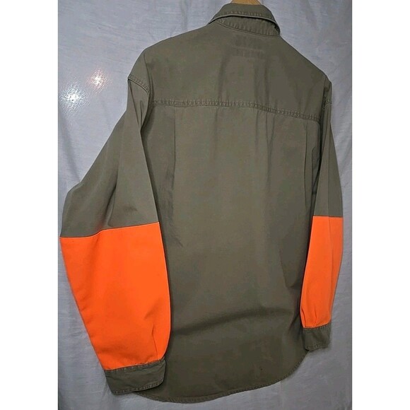 COLUMBIA Shooting Hunting Khaki Bright Hi-Vis ORANGE Button Down Shirt Men L - Picture 7 of 8
